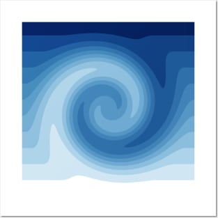 Blue Abstract Wave Swirl Posters and Art